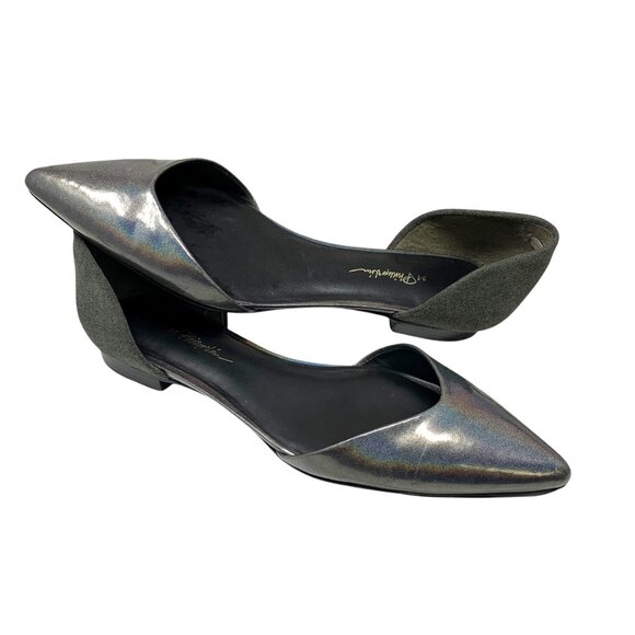 3.1 Phillip Lim Devon Iridescent‎ Leather Gray Suede D'Orsay Flats - Picture 12 of 12